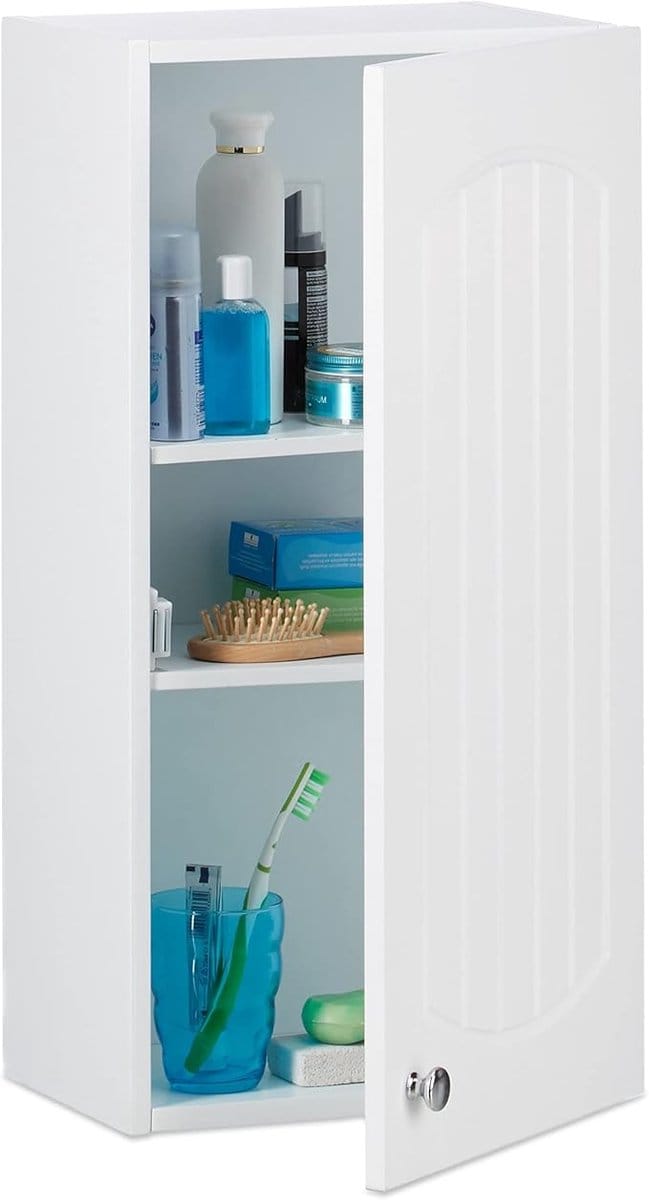 Famanu – Hangende badkamerkast met lamellen design compacte wandkast wit