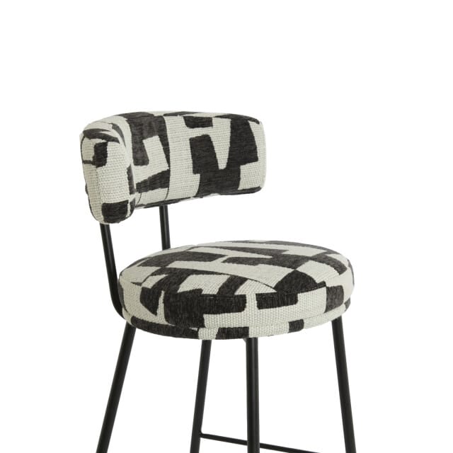 Light & Living - Barkruk HARVIE - 51x52.5x93 cm - Zwart/ Wit