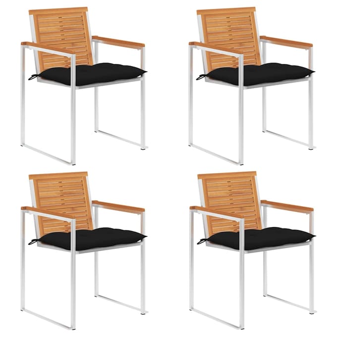 vidaXL - Tuinstoelen - 4 - st - met - kussens - massief - acaciahout