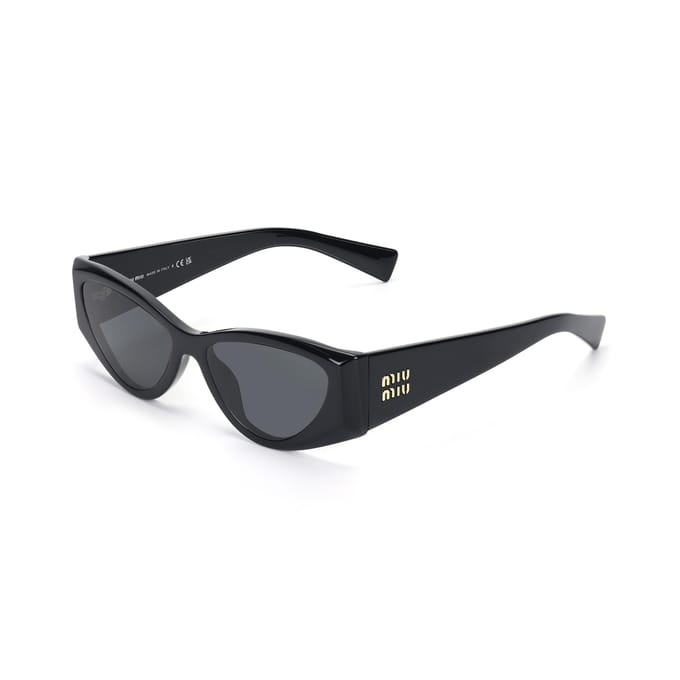 Miu Miu Logo Acetaat Onregelmatige Zonnebril Dames zonnebril Zwart SMU06Y_E1AB_F05S0_C_054 Basic Packaging-Eyeglass Case+Box