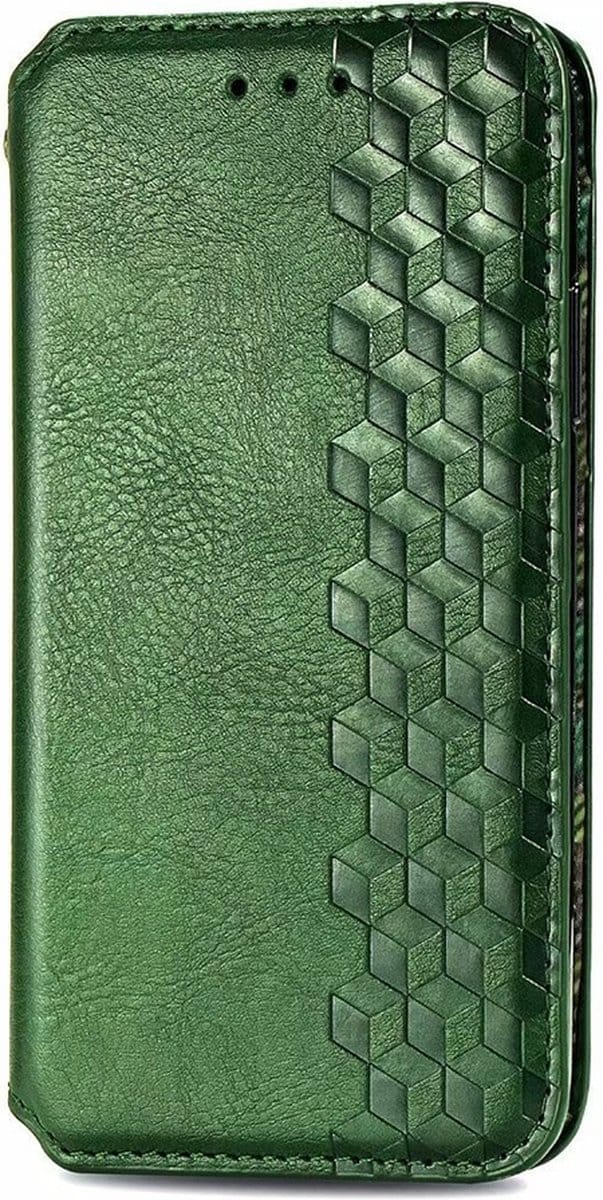 Hoesje geschikt voor iPhone 16 Plus - Bookcase - Pasjeshouder - Portemonnee - Diamantpatroon - Kunstleer - Groen