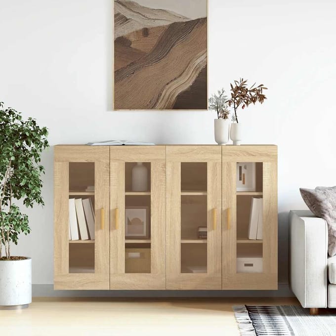 vidaXL - Hangkasten - 2 - st - bewerkt - hout - sonoma - eikenkleurig