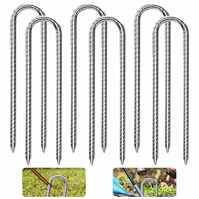 Grondankers Set van 6 - U-type 30 cm voor Tent, Trampoline en Tuinbeveiliging
