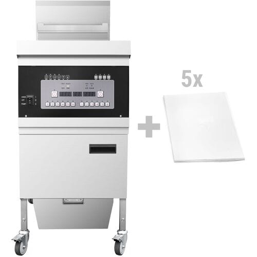 GGM Gastro Elektrische friteuse - 26 liter - 14,2 kW - digitale bediening - met oliefiltersysteem zilver