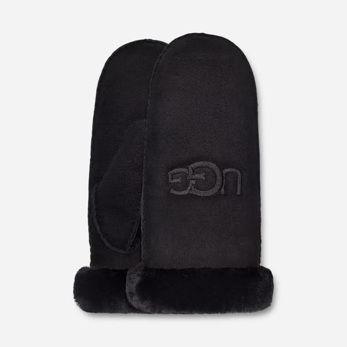 UGG® Sheepskin Embroider Mitten for Women in Black, Size S/M, Shearling