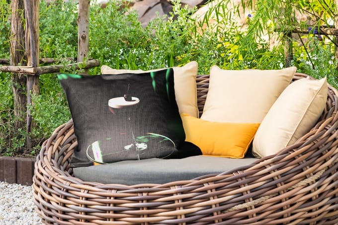 Buitenkussens - Tuin - Kers - Cocktail - Rood - Marmer - 50x30 cm
