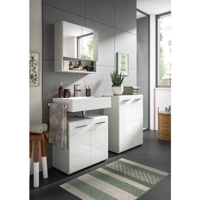 Copa midi kast wit hoogglans MDF TZ lichtgrijs NB - 30x60x80cm