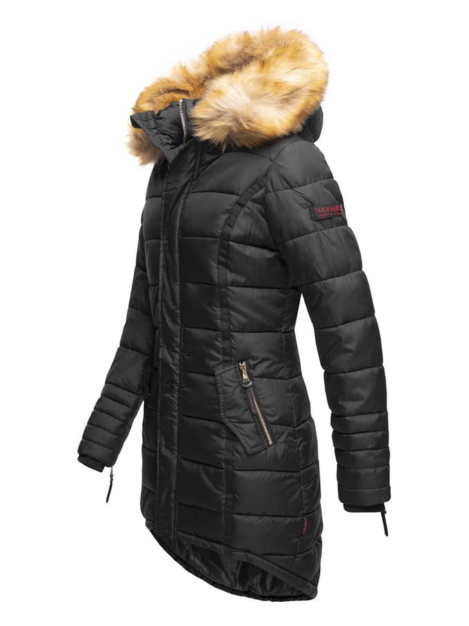 Navahoo Dames Winterjas Papaya – Getailleerd, Warm & Met Afneembare Bontkraag