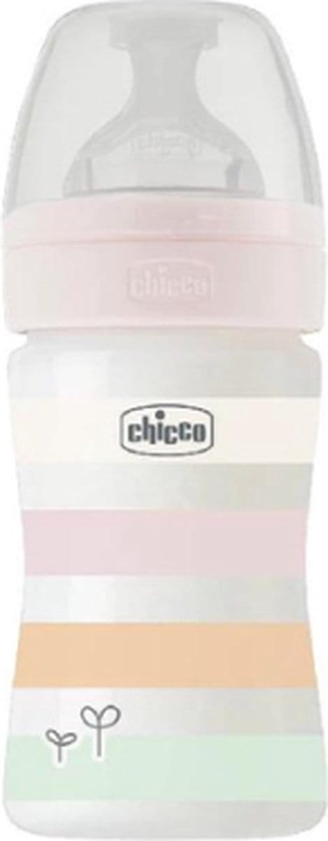 Chicco zuigfles Siliconen Well Being 150ml wit