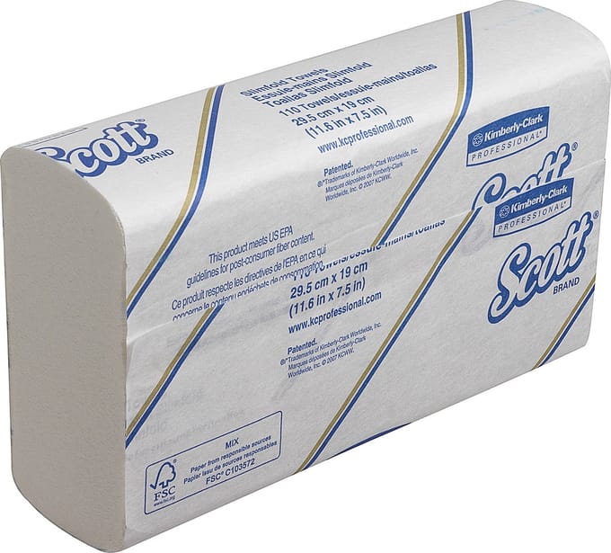 Scott Slimfold handdoeken 1-laags, wit, slimfold, AIRFLEX-materiaal | 19 x 29,5 cm