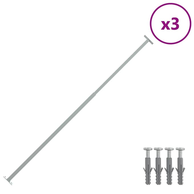 vidaXL - Barrièrestangen - verstelbaar - 3 - st - 710-1200 - mm