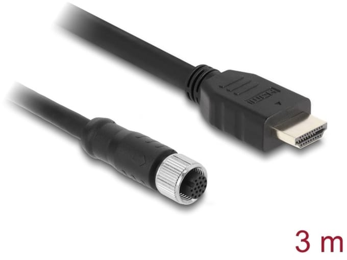 Delock M12 Cable A-coded 17 pin female to HDMI male 3 m black