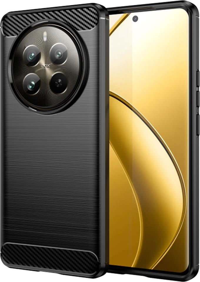 Hoesje geschikt voor Realme 12 Pro/12 Pro Plus - Techsuit Carbon Silicone Back Cover - Zwart