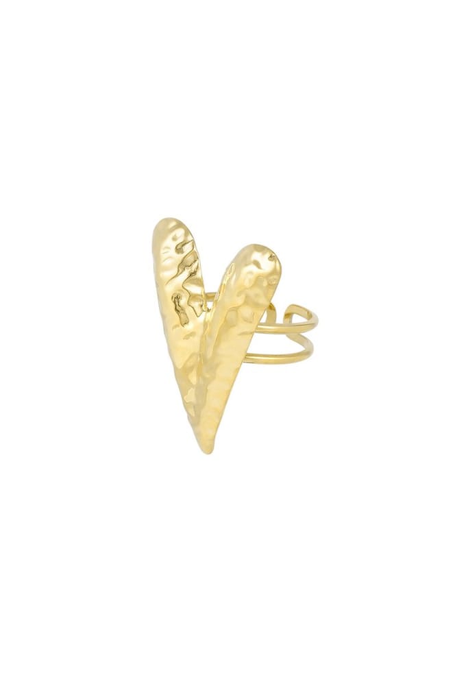 Bijoutheek Ring (Sieraad) Gehamerd Hart Goud
