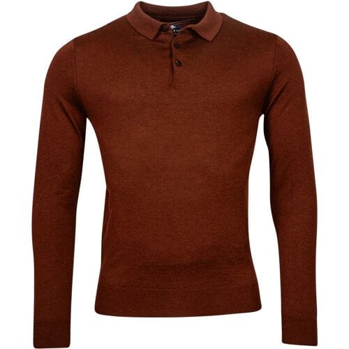 Baileys Trui Merino Pullover Polo Collar Buttons Single Knit Deep Red / male