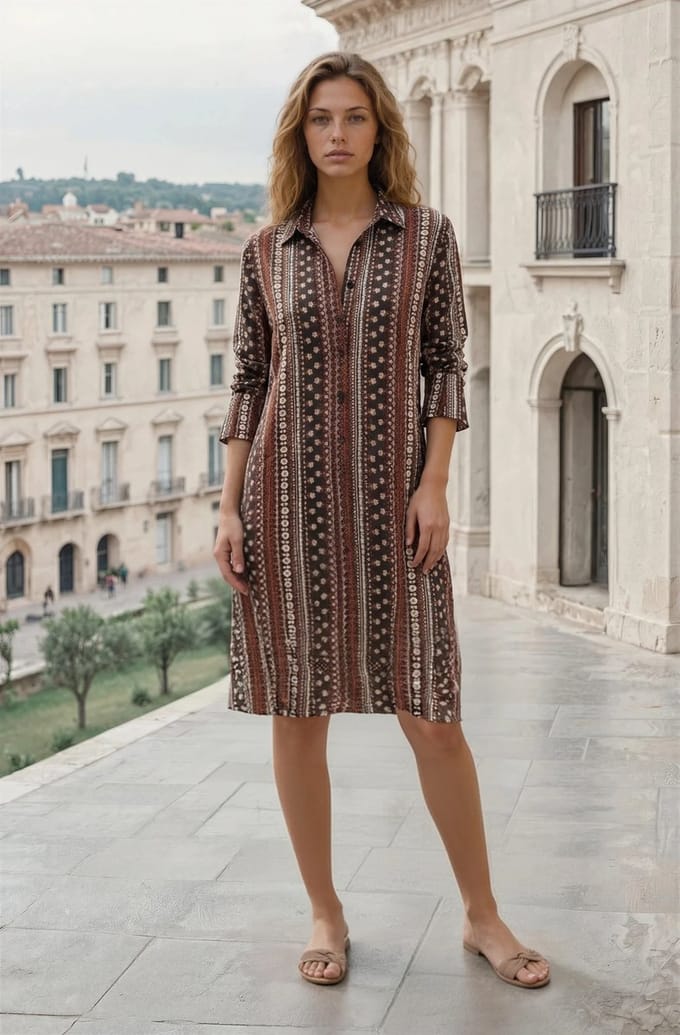 MI PIACE - Travel Jurk Boho Print 202092 Espresso - Maat : XXL