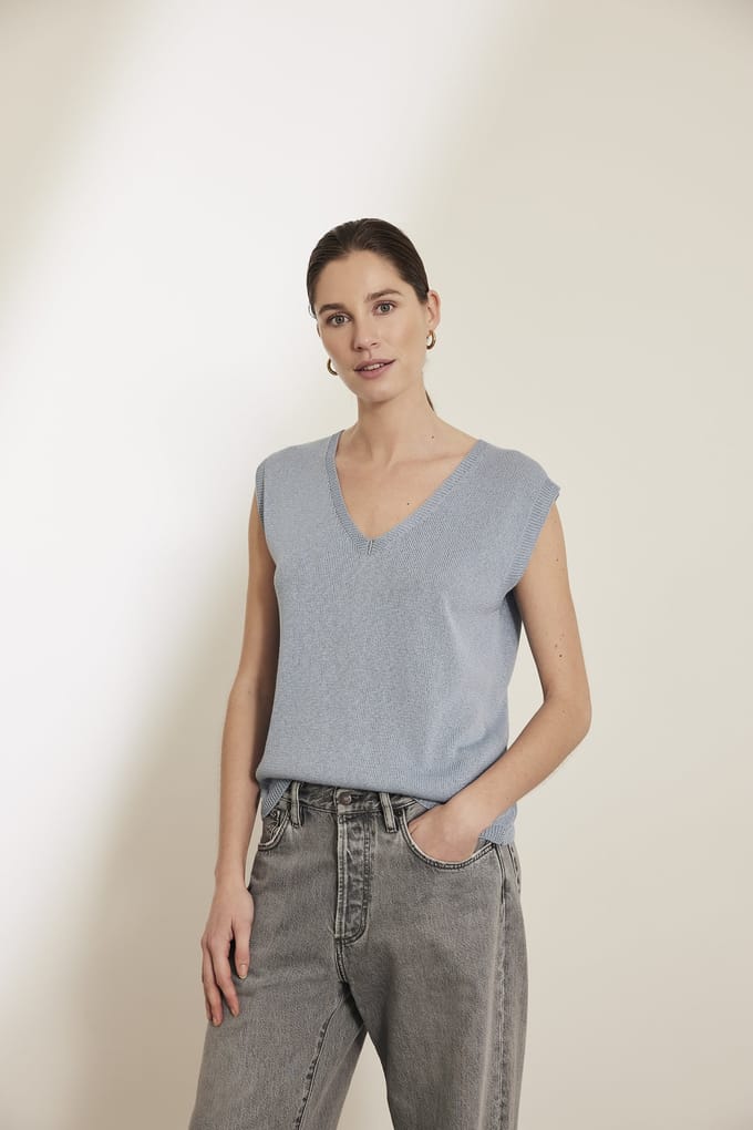 Knitted Myra Top Blue Maat: XXL | Truien Outlet | Dames | Blauw