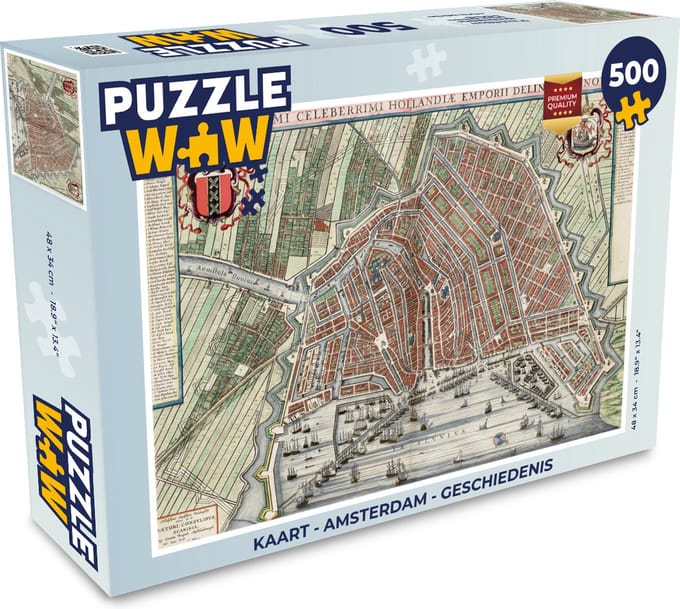 Puzzel Kaart - Amsterdam - Geschiedenis - Legpuzzel - Puzzel 500 stukjes