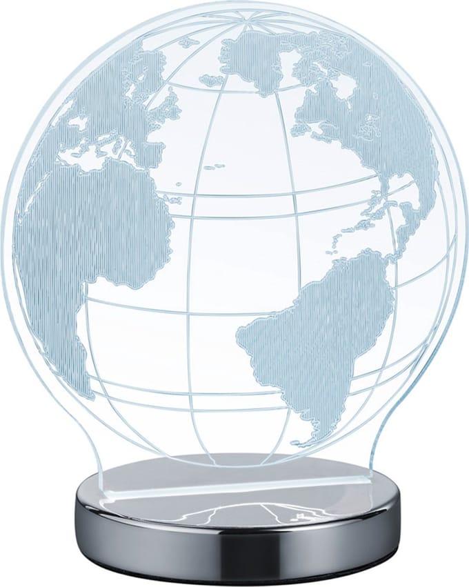 REALITY GLOBE - Tafellamp - Chroom - incl. 1x SMD 7 W - Snoerschakelaar - Instelbare lichtkleur - Niet dimbaar