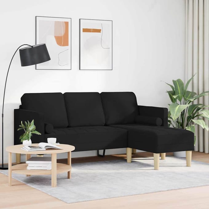 vidaXL - Bankstel - Zwart - 173 - x - 131 - x - 67 - cm - Polyester
