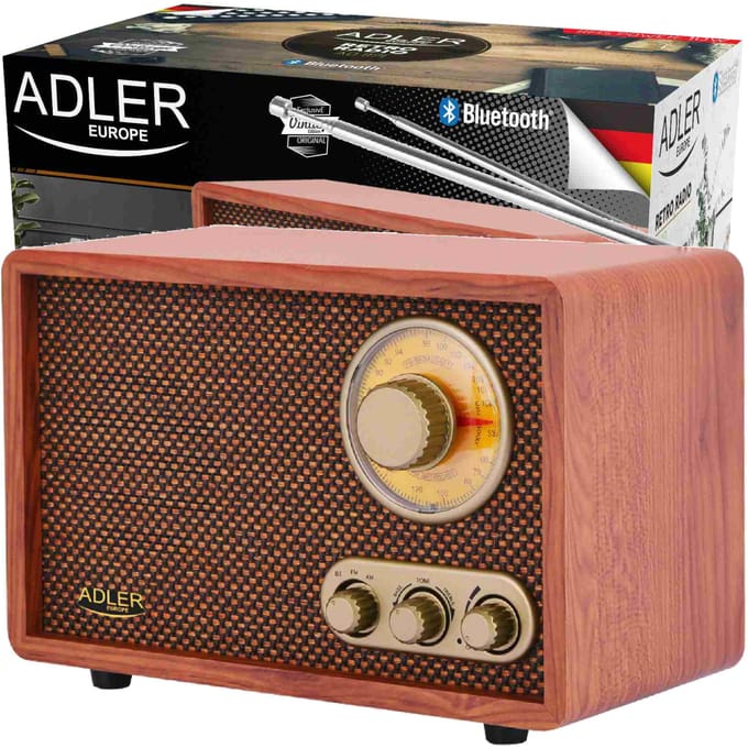 Retroradio met Bluetooth, handmatige frequentieset, houten kist, elegant ontwerp, FM/AM