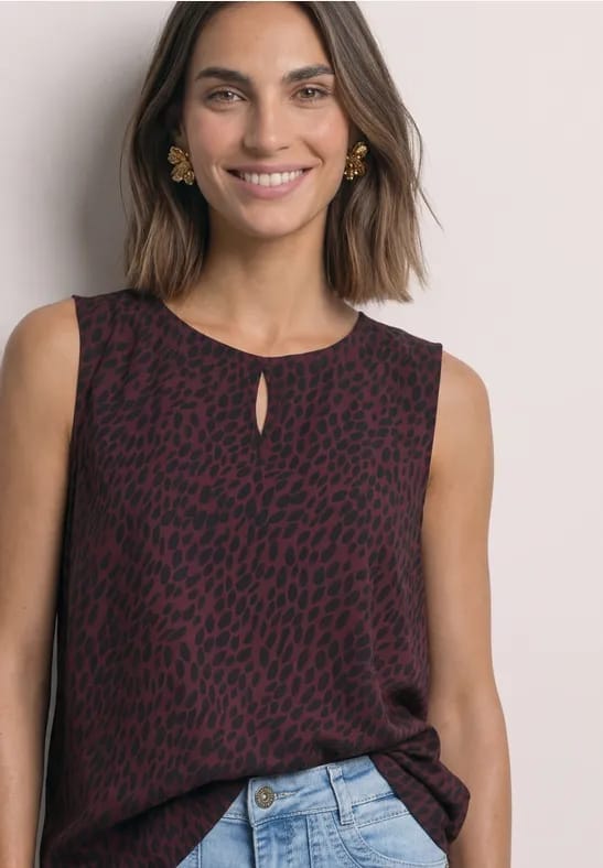 Blouse met ronde hals en cut-out-detail