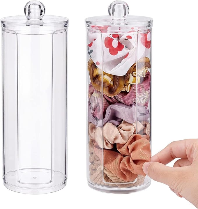 Premium Scrunchie Houder - Acryl Haaraccessoires Organizer met Deksel - Vrouwen Haarband Opslag Stand
