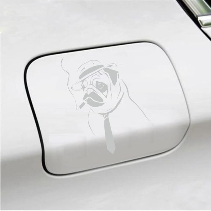 Bumpersticker - Hond Rokend - 10 X 13,6 - Licht Grijs