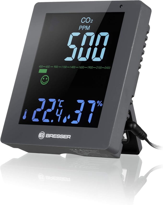CO2 Meter met Luchtkwaliteitsmonitor voor Binnenlucht, Temperatuur en Vochtigheid