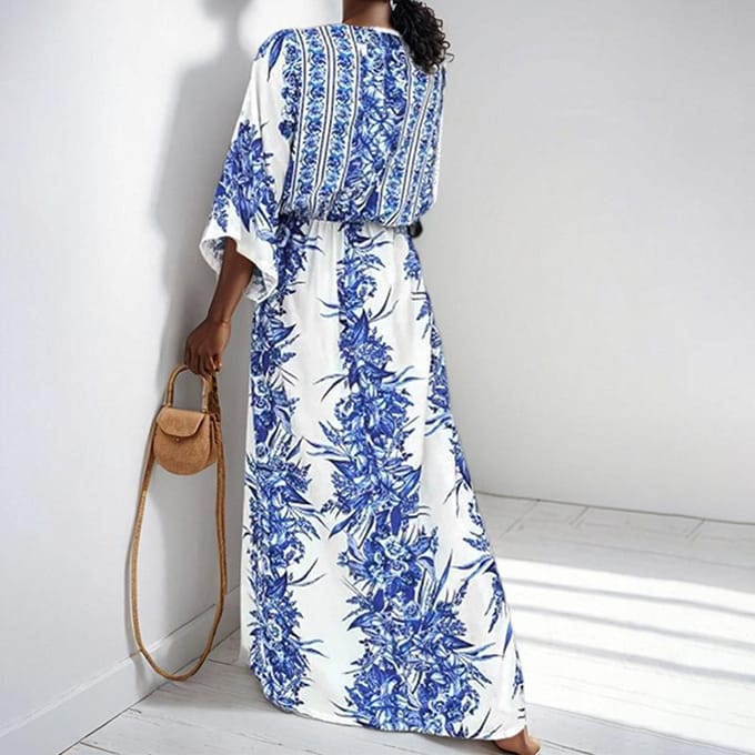 Lente Nieuwe Dames Retro Print Temperament Elegant V-hals Strappy Jurk M