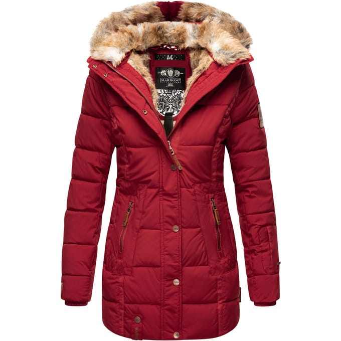 Marikoo dames winterjas met capuchon & imitatiebont voering