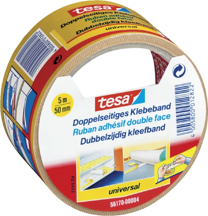 Tapijttape tesa® universal 5mx50mm dubbelzijdig wit | 6 stuks