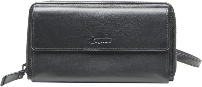 Esquire Leren Portemonnee Telefoontasje Peru Phone Wallet Bag Black Zwart