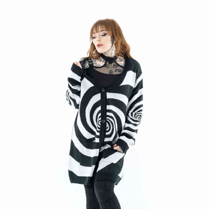 Vixxsin - Hypno Lange cardigan - M - Zwart/Wit