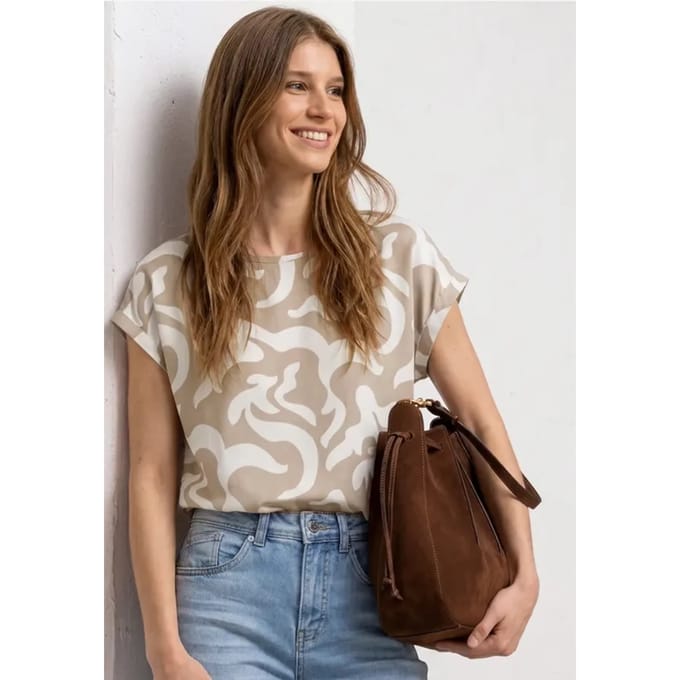 Blouse met hangende schouder en print