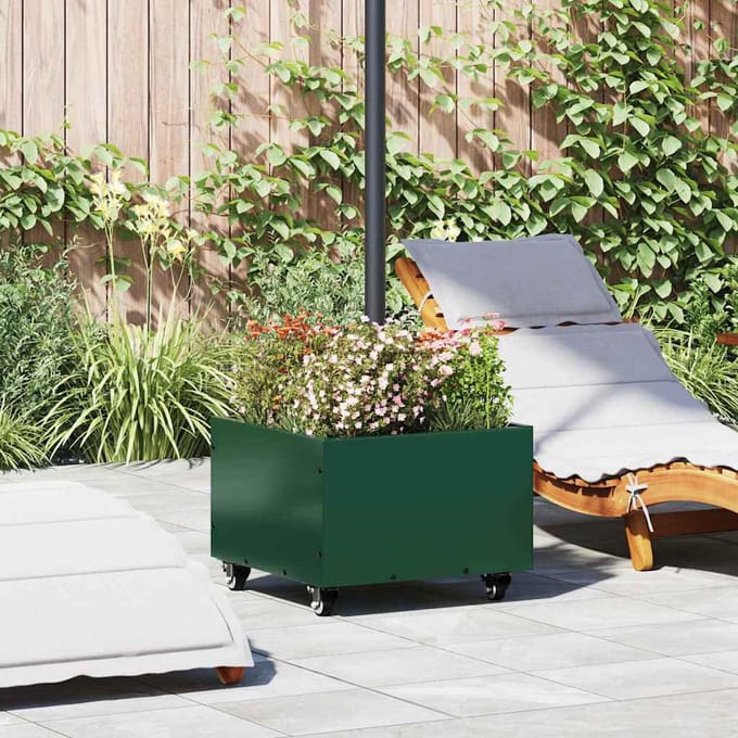 vidaXL - Parasolvoet - 11.75 - kg - Groen - Staal - Vierkant
