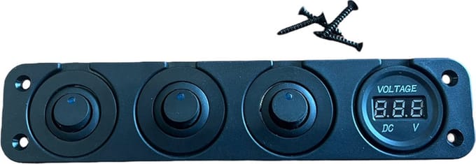Ripca 3 x 12V schakelaar en voltmeter + montageframe