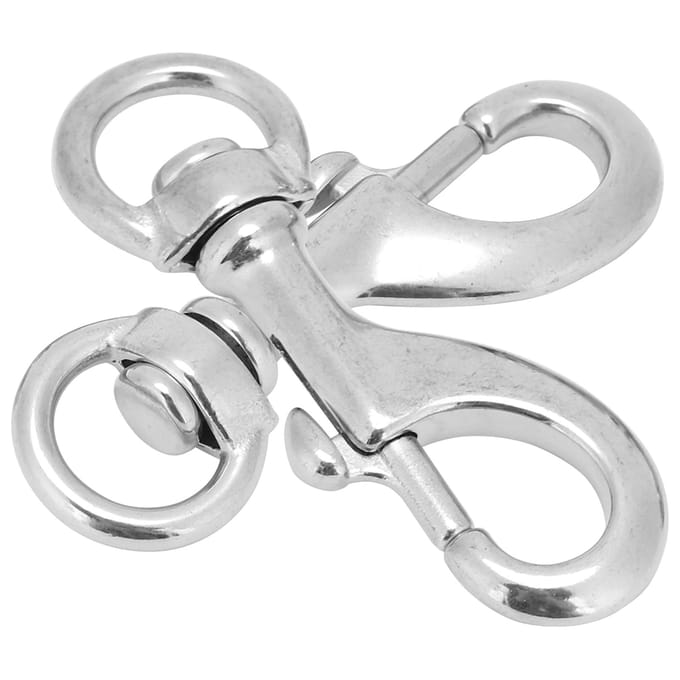2 stuks 80MM Duiken 316 Roestvrij Staal Draaioog Karabijnhaak Draaiende Enkelvoudige Duikclip white