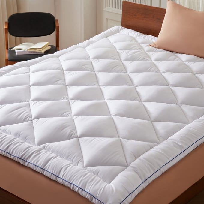 CASABEL Zachte Matras Topper 140 x 200 cm van ademende microvezel met witte bies