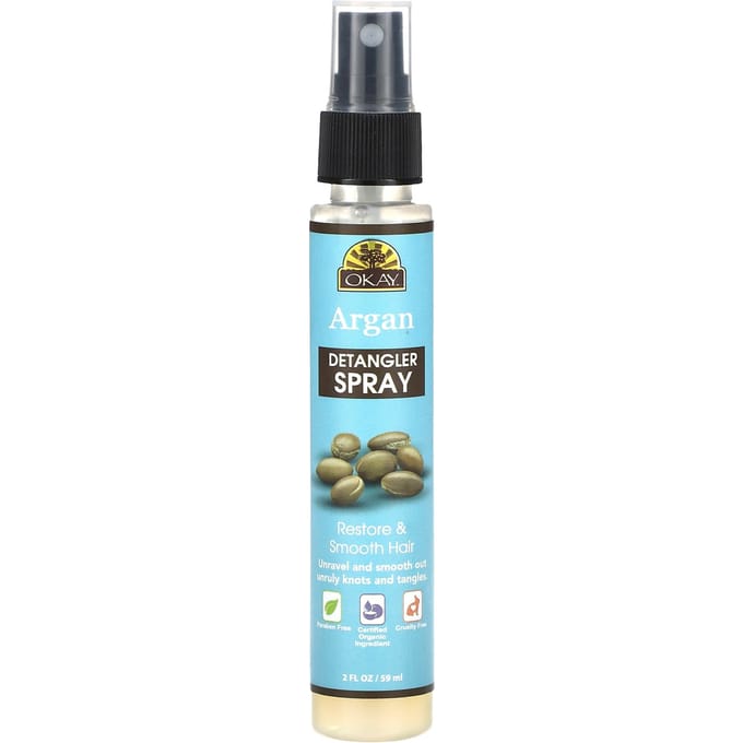 Oké Pure Naturals, Argan Ontklitter Spray, 2 fl oz (59 ml) black