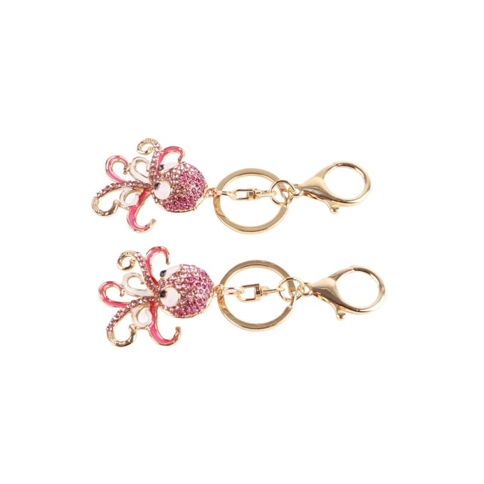2 STKS Mode Octopus Vorm Strass Sleutelhanger Sleutelhanger Tas Charm Hanger Cadeau(Roosrood Roosrood ) gray