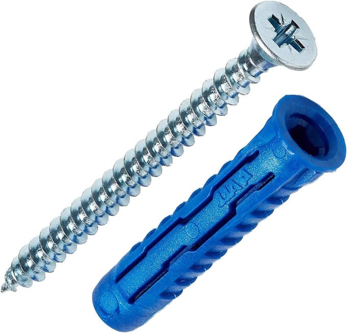 Multifunctionele pluggen - Universele pluggen Nylon pluggen - Bevestigen van objecten - Unieke 4-voudige spreiding - 6 mm - Blauw