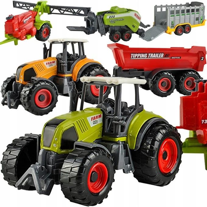 Kruzzel Boerderij Speelset - 6 Landbouwmachines voor Kinderen - Realistisch & Educatief