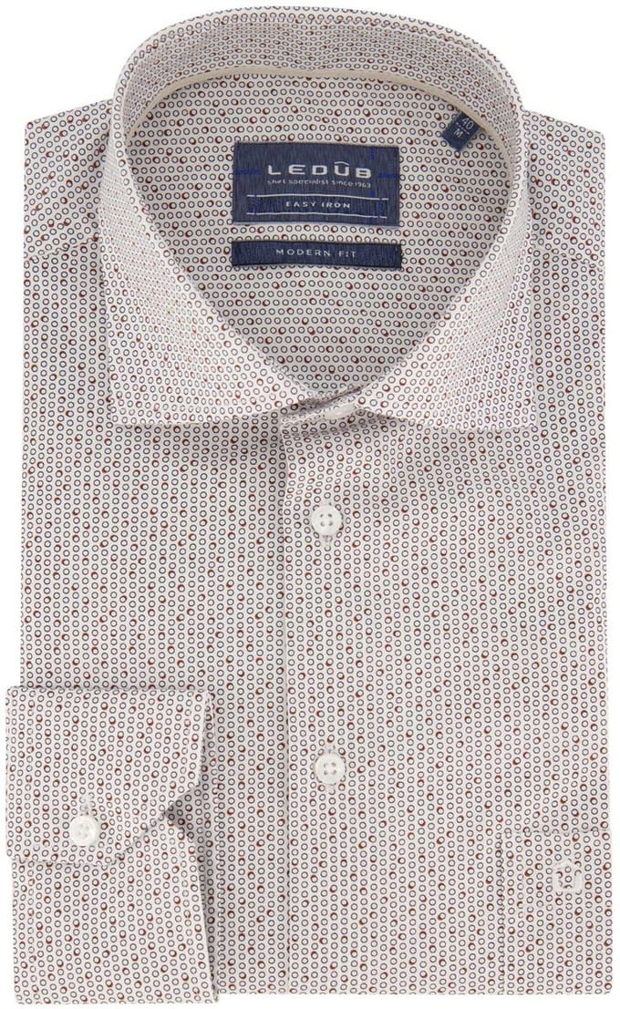 katoenen Ledub overhemd Modern Fit New bruin geprint