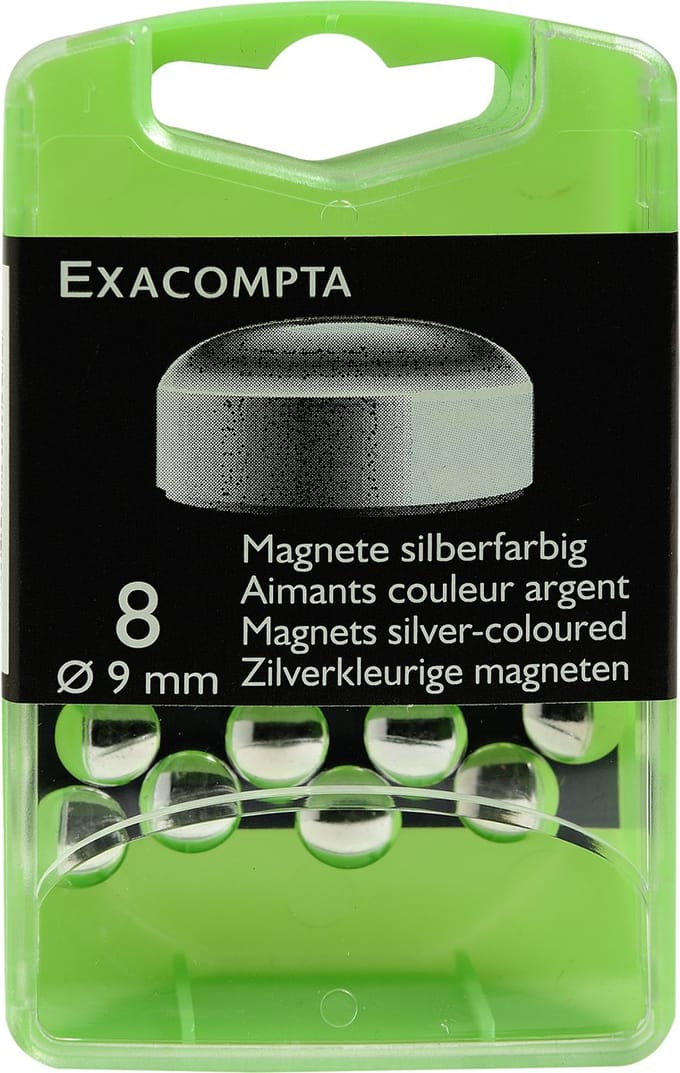 Exacompta Doos met 8 magneten F9 - 9mm diameter - Zilver - 10913E
