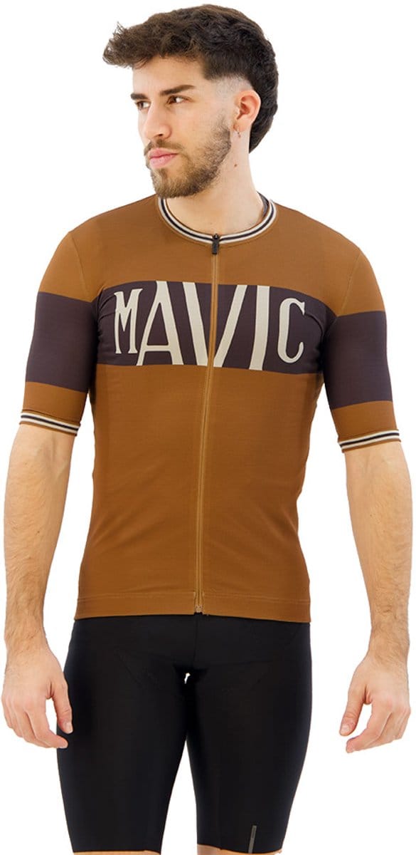 Mavic Heritage Korte Mouw Wielertrui Bruin XL Man