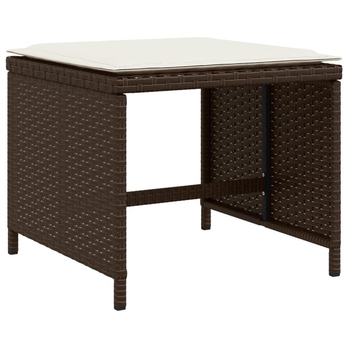 vidaXL - Tuinkrukken - 4 - st - met - kussens - 40x40x35 - cm - poly - rattan - bruin
