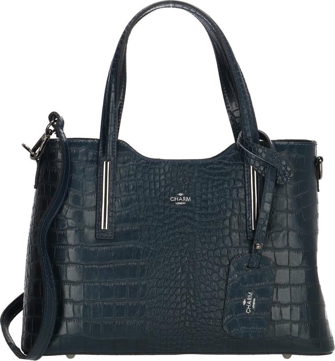 Charm London Elisa Shopper - 100% Leer - Leren Tas - Blauw