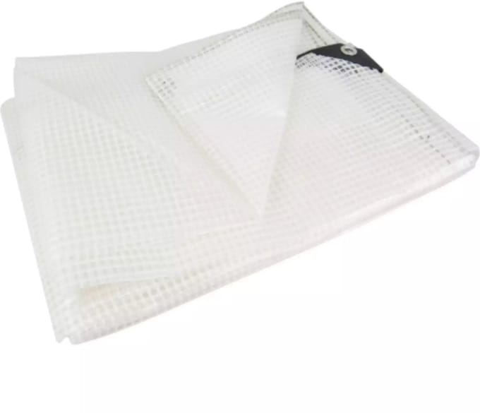 Benson Transparant dekzeil 6x8 m - Leno mesh - Weerbestendig - Inclusief spanrubbers