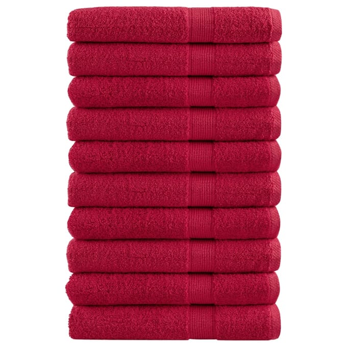 vidaXL - Handdoeken - SOLUND - 10 - st - 600 - g/m² - 100x200 - cm - rood